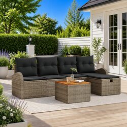 Premium Modular 6 Piece Outdoor Sofa Set in Grey