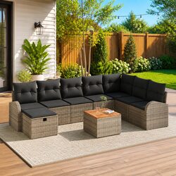 Stylish 9-Piece Outdoor Garden Sofa Set in Grey
