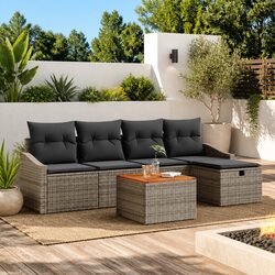 Modular Garden Sofa Set 6-Piece Outdoor Furniture Grey