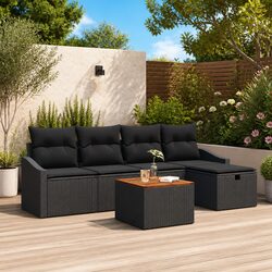 Modular 6-Piece Black Garden Sofa Set for Outdoor Living