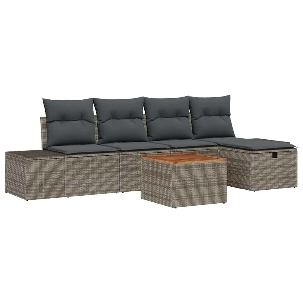 Garden Sofa Set Poly Rattan 6 Piece Modular Outdoor Furniture Grey