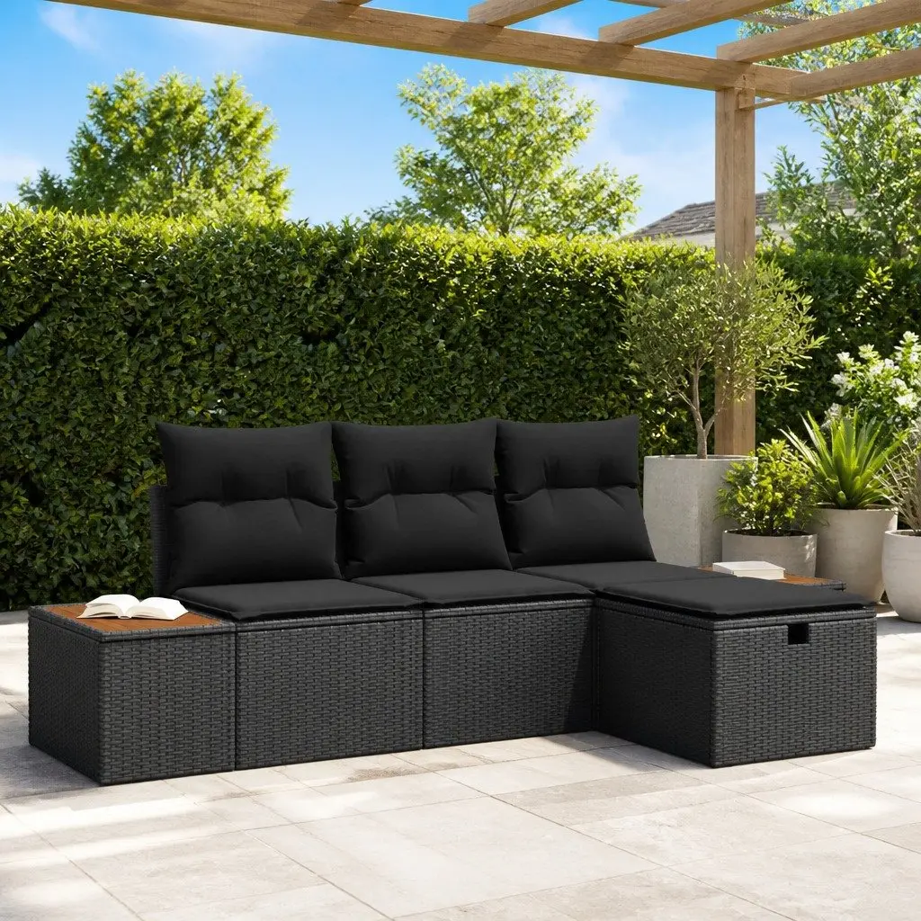 Black Modular Outdoor Garden Sofa Set 4 pcs