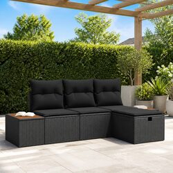 Premium Black Modular Outdoor Garden Sofa Set 4 pcs
