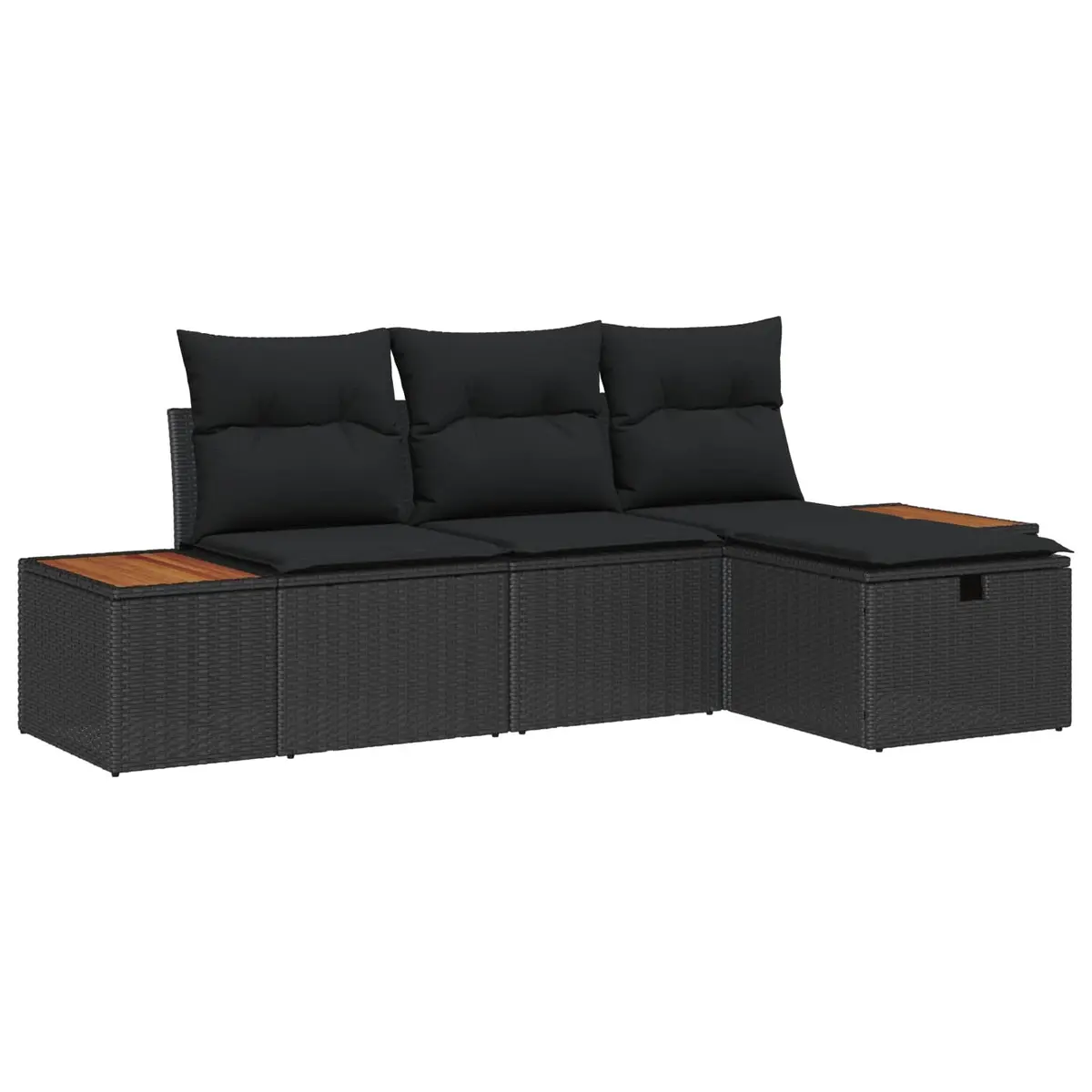 Black Modular Outdoor Garden Sofa Set 4 pcs