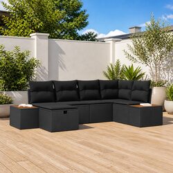 Outdoor Garden Sofa Set Modular Seating Poly Rattan with Cushion Storage Black