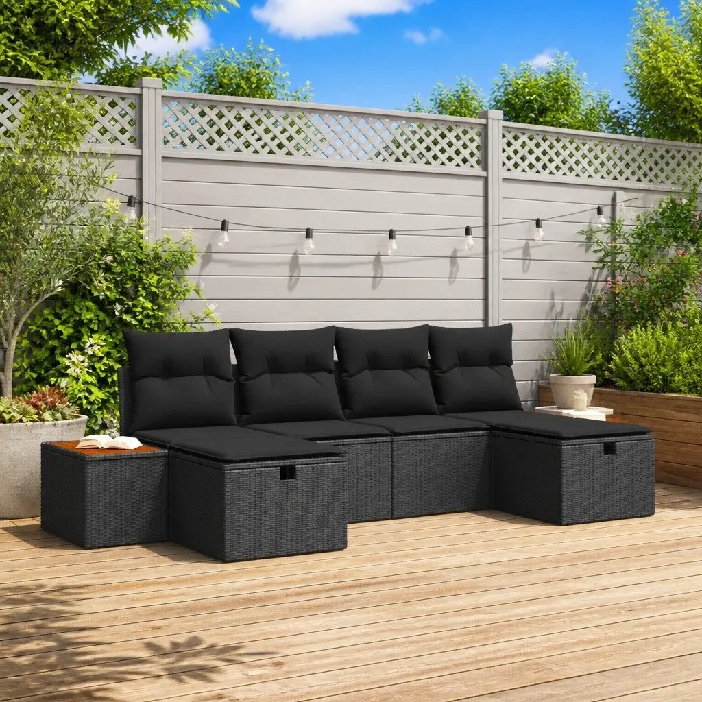 Outdoor Garden Sofa Set 6-Piece Black