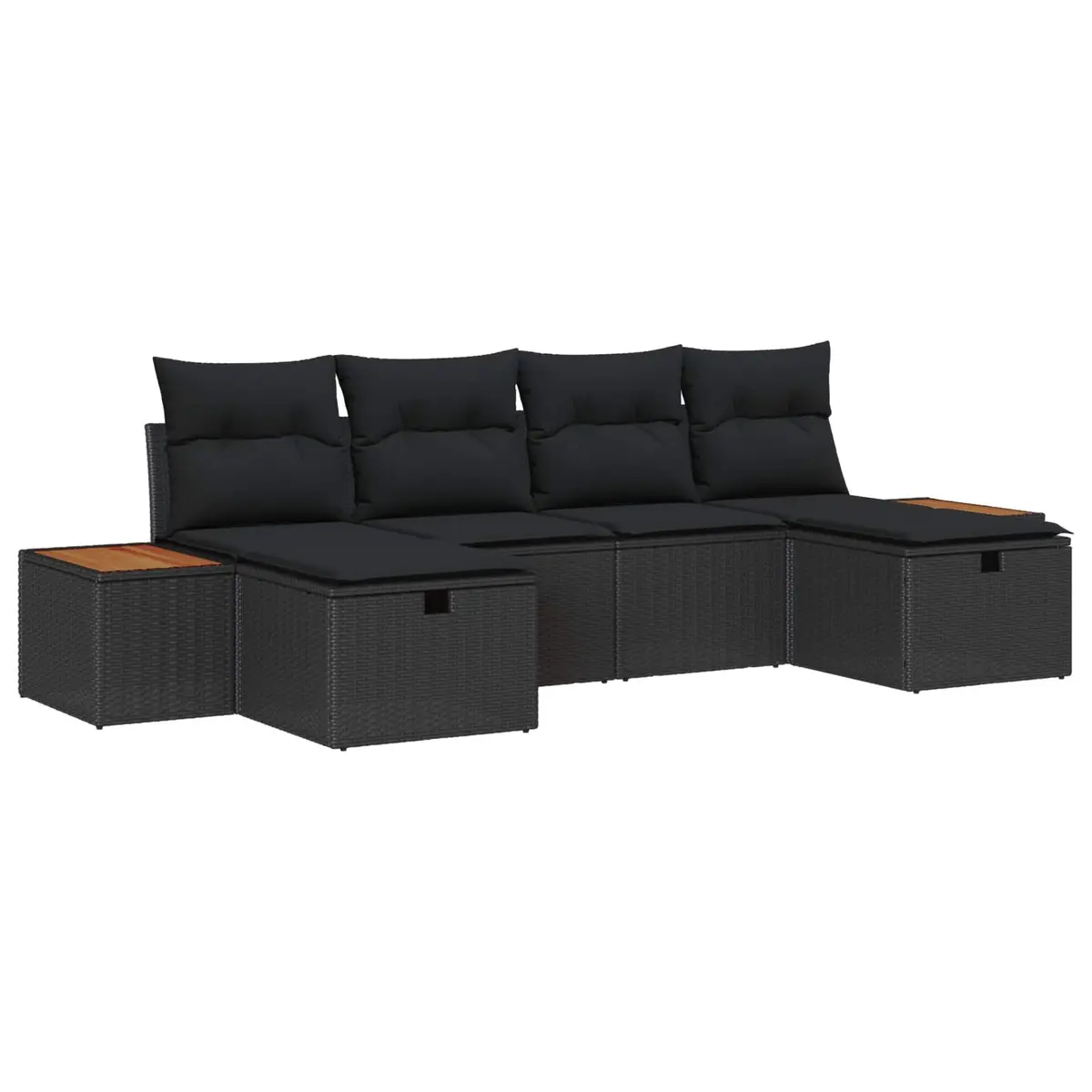 Outdoor Garden Sofa Set 6-Piece Black