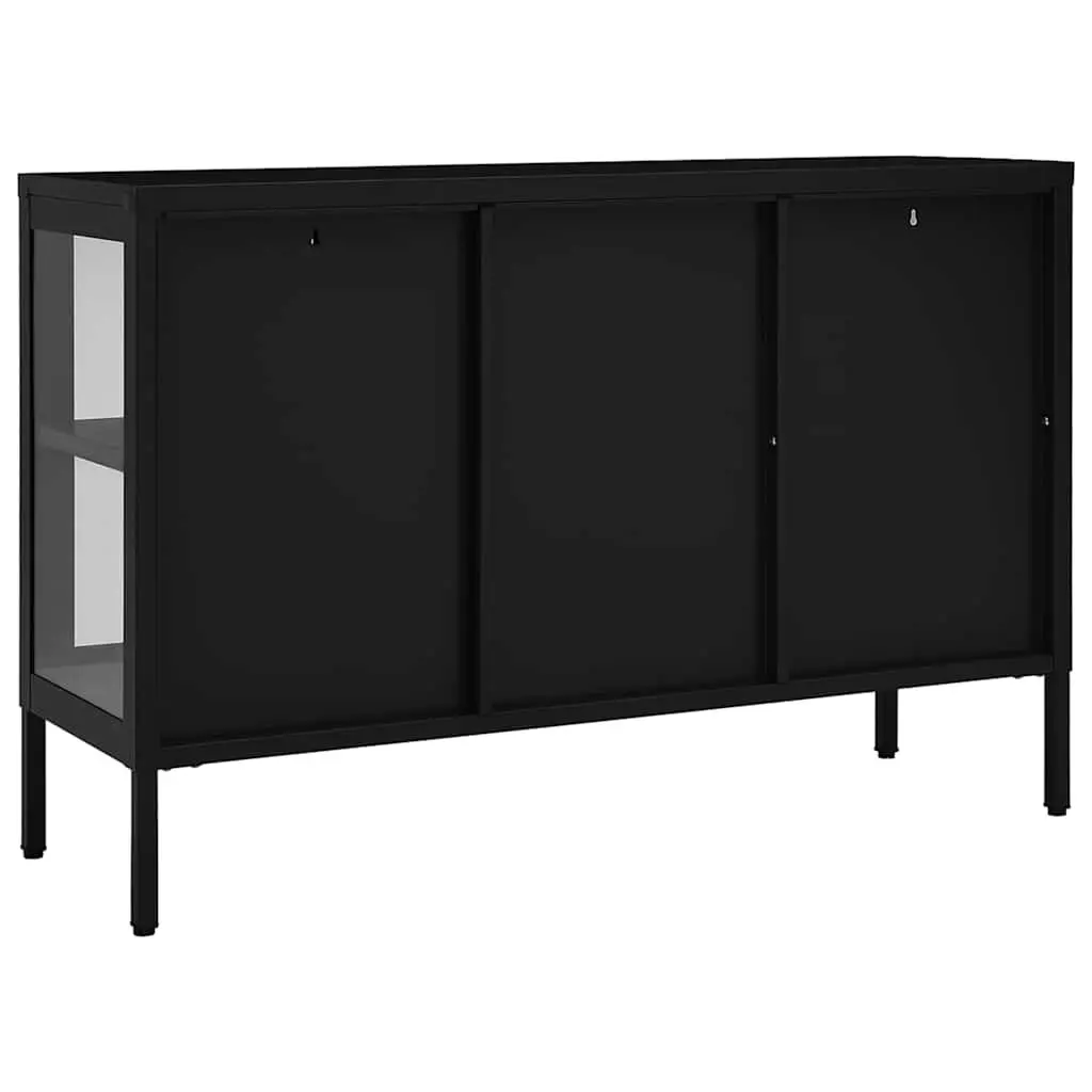 Sideboard Steel Black 105x35x70 cm Storage Cabinet with Glass Door