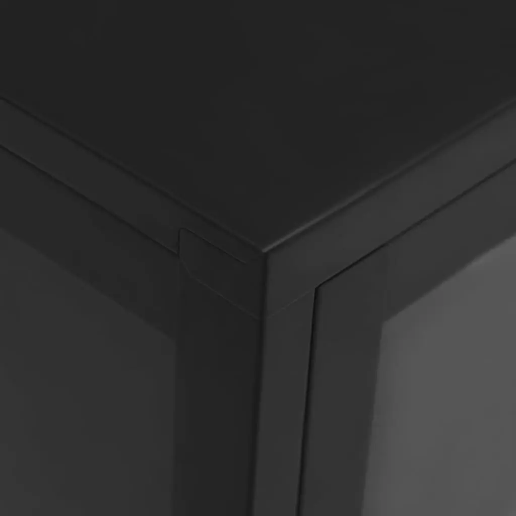 Sideboard Steel Black 105x35x70 cm Storage Cabinet with Glass Door
