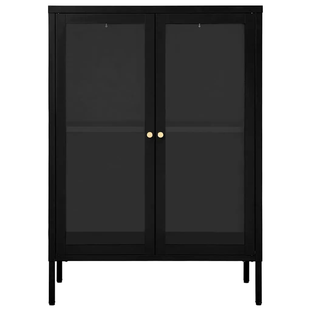 Sideboard Steel Glass 75W x 35D x 105H cm Black
