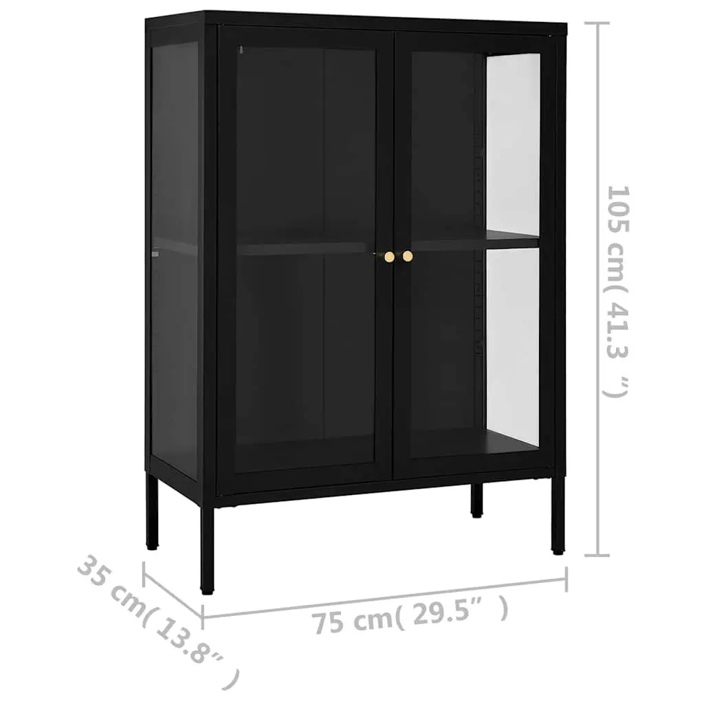 Sideboard Steel Glass 75W x 35D x 105H cm Black