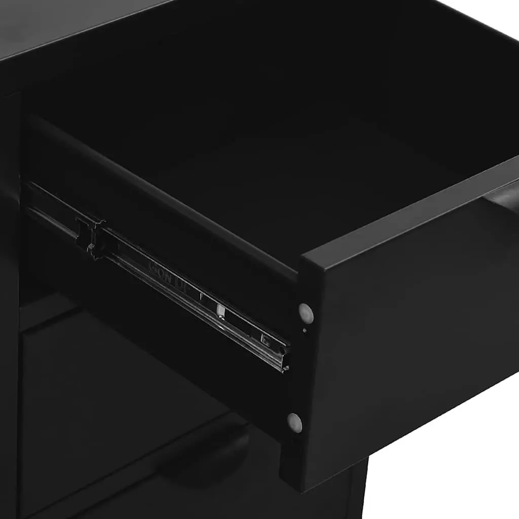 Black Sideboard Storage Cabinet with Glass Top