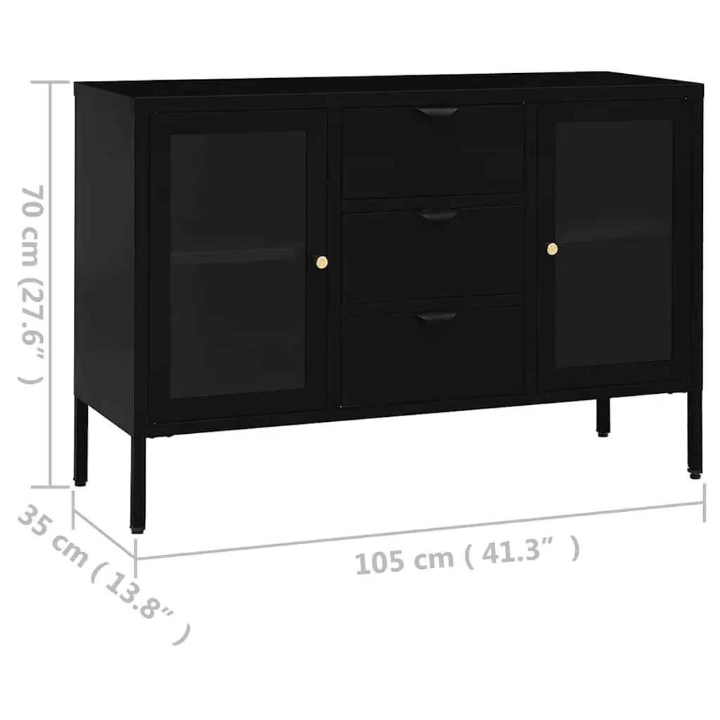 Sideboard Steel Tempered Glass 105x35x70 cm Black