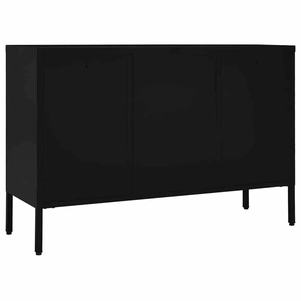 Sideboard Steel Tempered Glass 105x35x70 cm Black