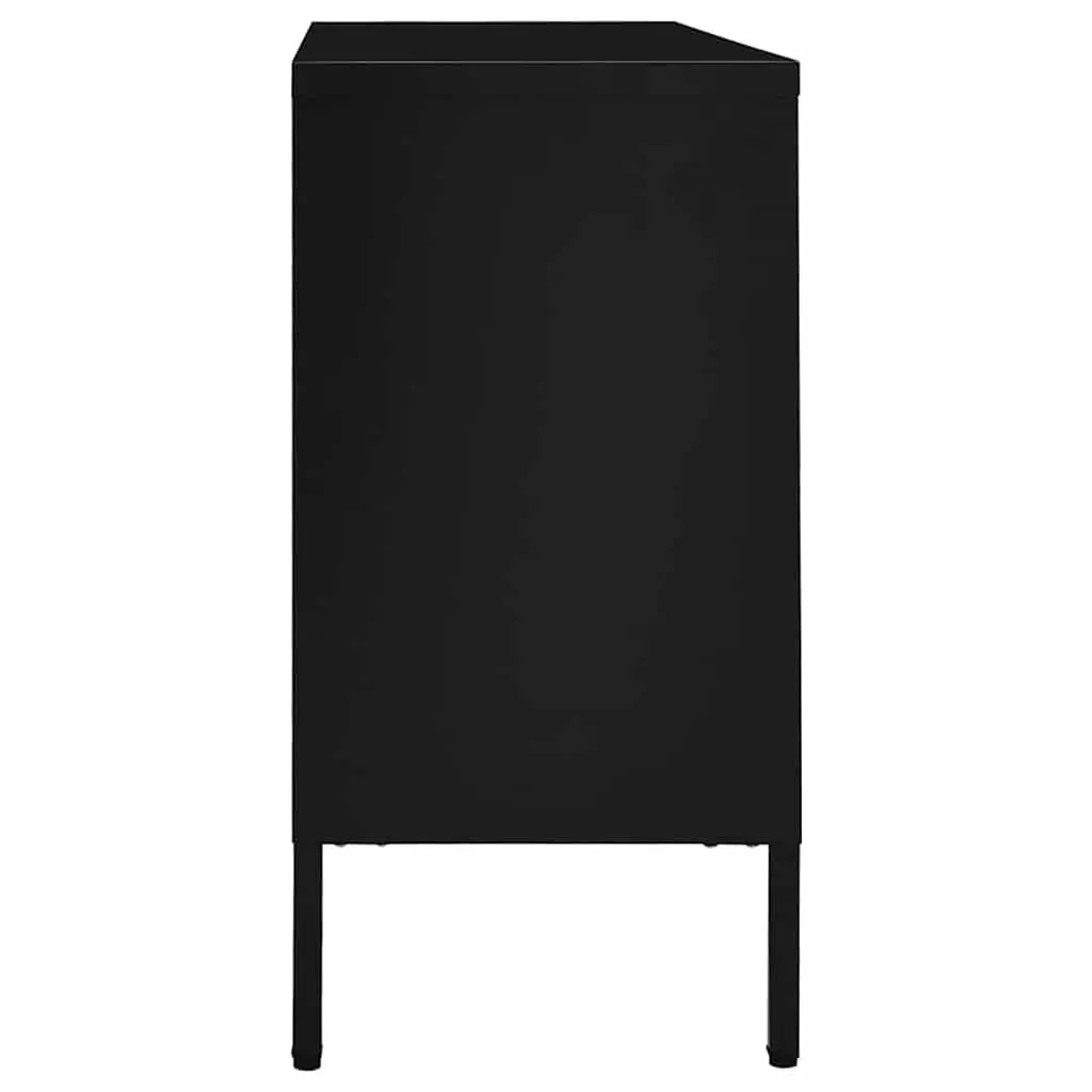 Sideboard Steel Tempered Glass 105x35x70 cm Black