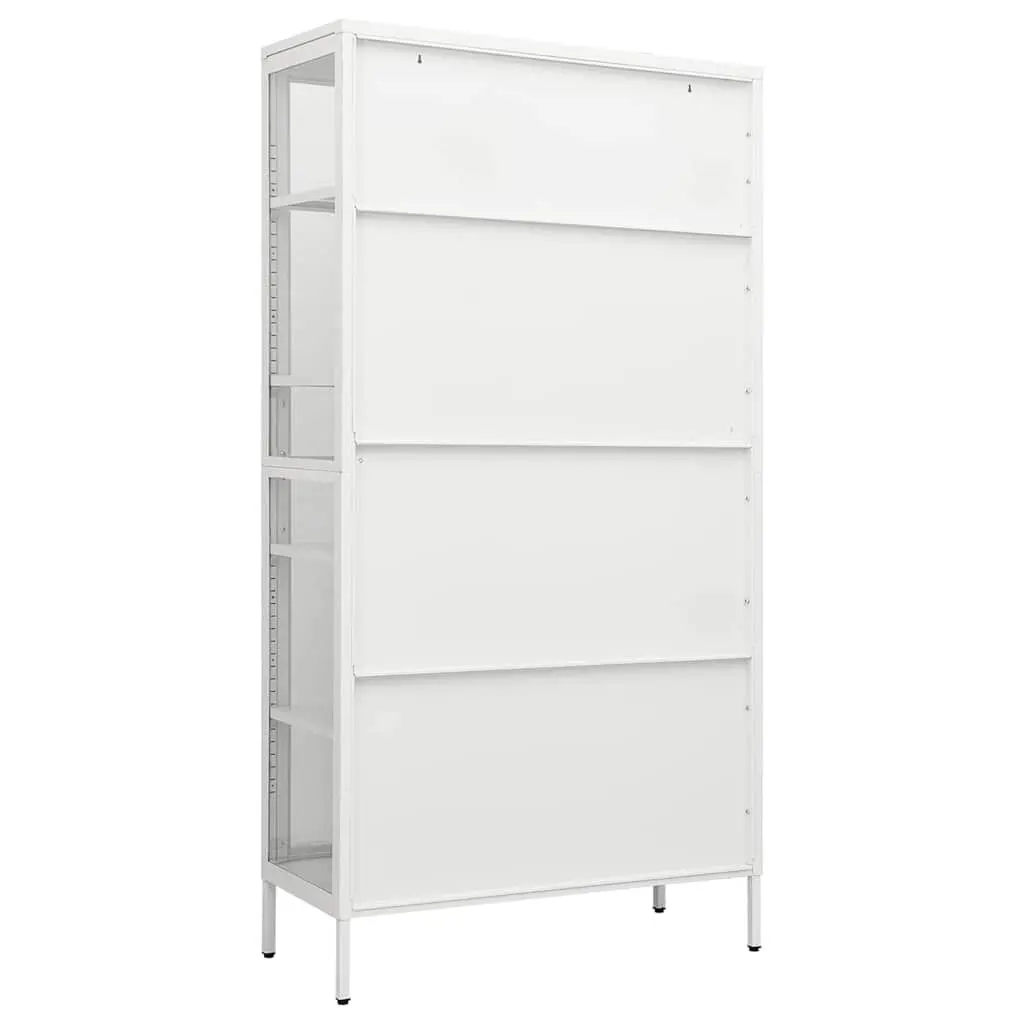 White Storage Cabinet 90x40x180cm with Glass Shelves