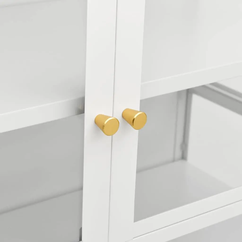White Storage Cabinet 90x40x180cm with Glass Shelves