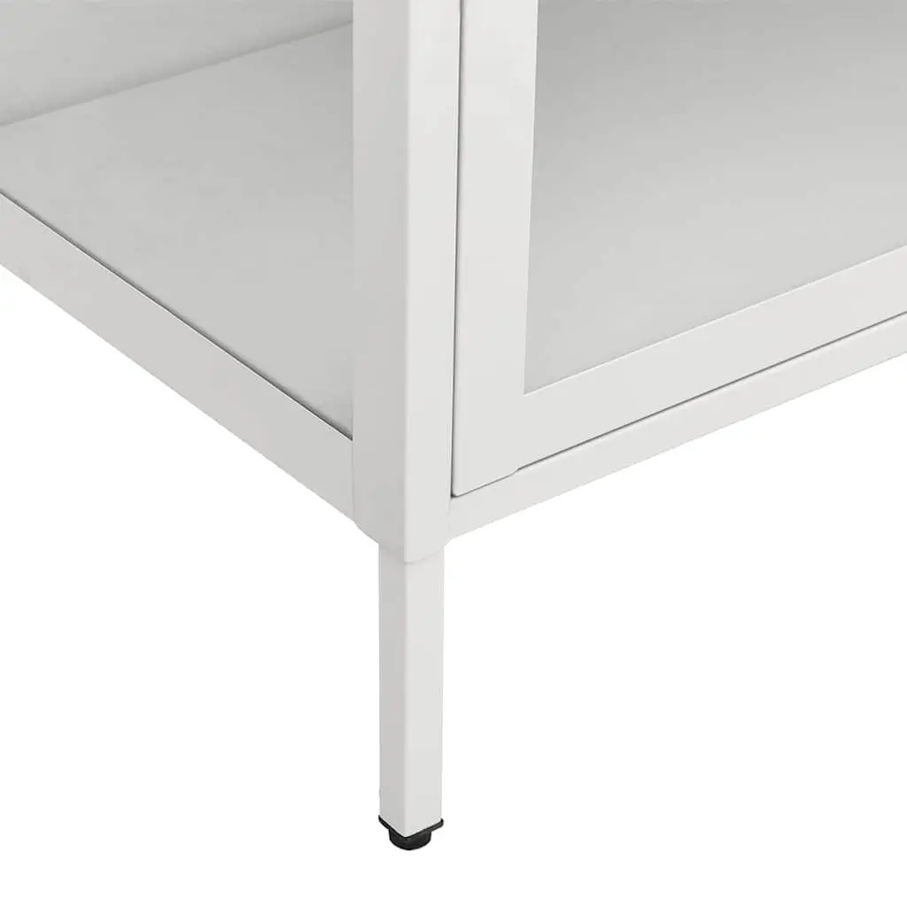 White Storage Cabinet 90x40x180cm with Glass Shelves