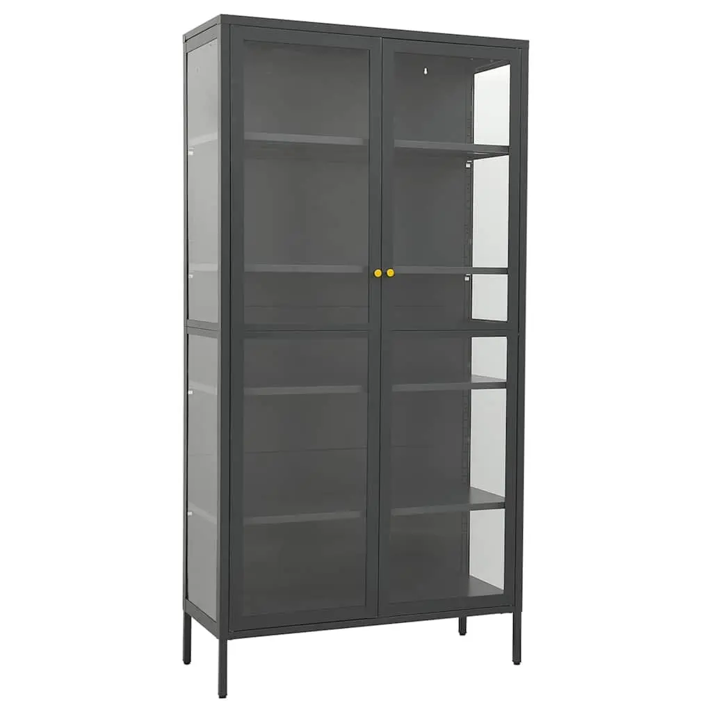 Anthracite Display Cabinet with Adjustable Shelves