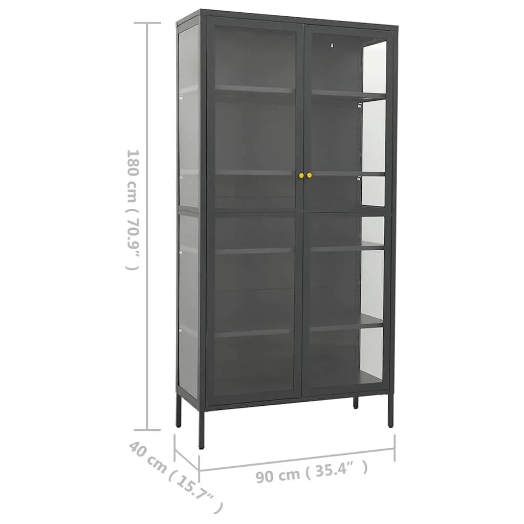Anthracite Display Cabinet with Adjustable Shelves