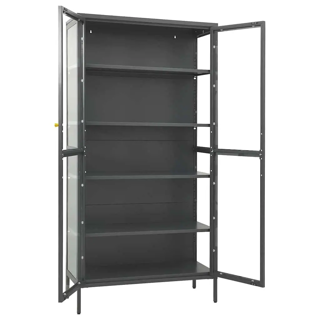 Anthracite Display Cabinet with Adjustable Shelves