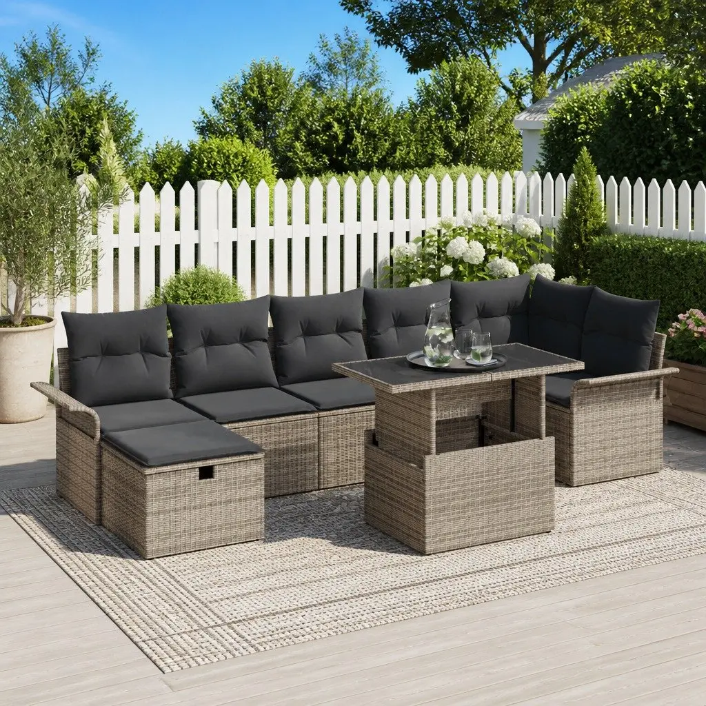 8-Piece Modular Garden Sofa Set with Adjustable Table