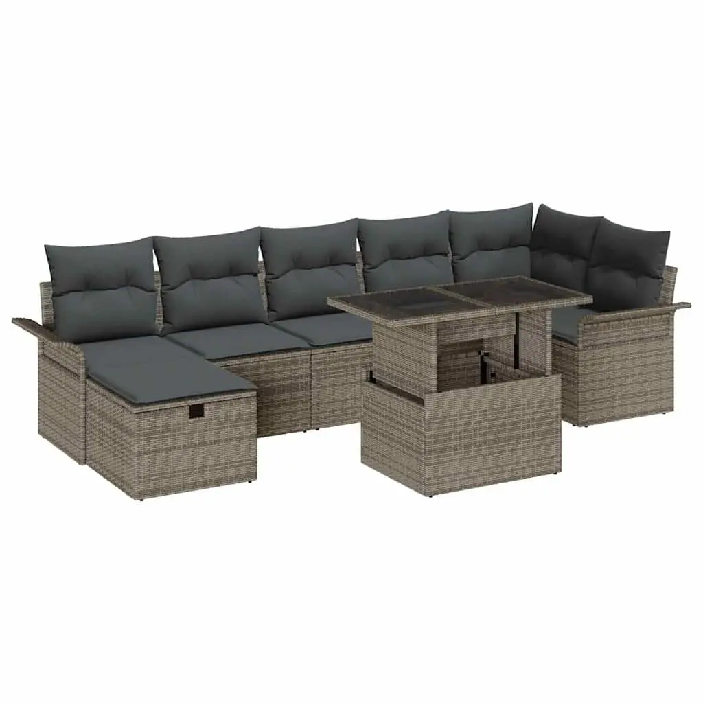 8-Piece Modular Garden Sofa Set with Adjustable Table