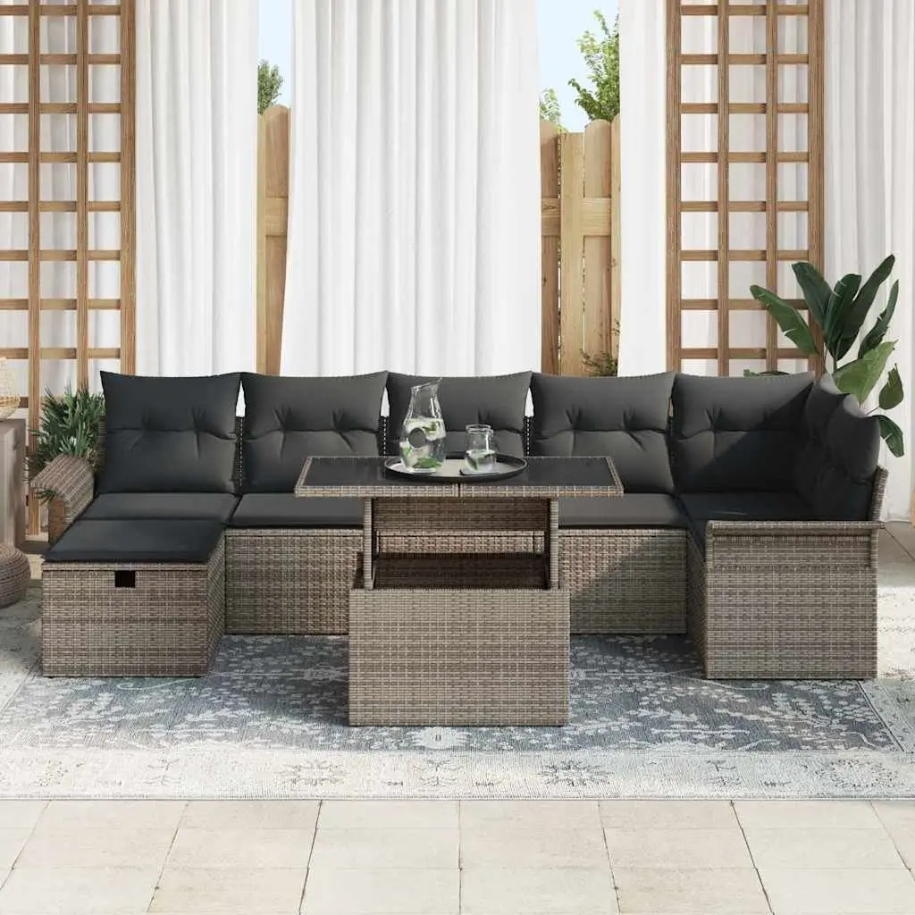 8-Piece Modular Garden Sofa Set with Adjustable Table