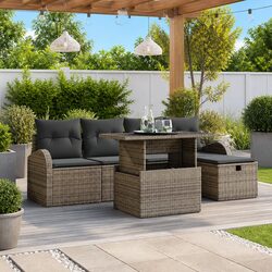 Stylish 6 Piece Modular Garden Sofa Set with Cushions