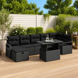 Modular 8-Piece Outdoor Garden Sofa Set in Black