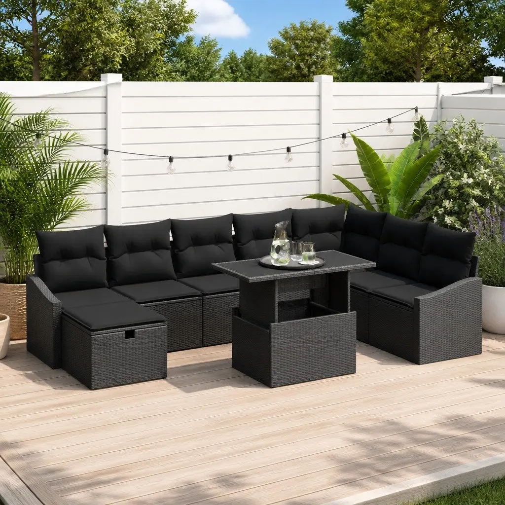 Modular Garden Sofa Set with Adjustable Table 9 Pieces