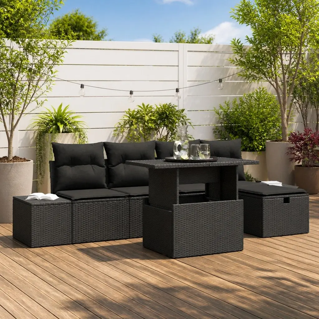 Modular 6-Piece Garden Sofa Set with Adjustable Table