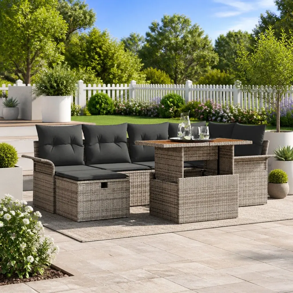 7-Piece Garden Sofa Set with Adjustable Backrests