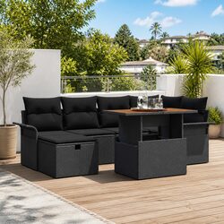 Durable 7-Piece Garden Sofa Set with Adjustable Backrests