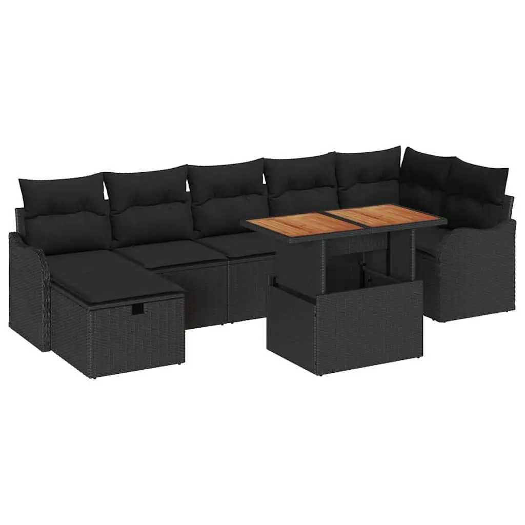 8 Piece Outdoor Garden Sofa Set Poly Rattan Black
