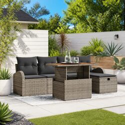 6-Piece Outdoor Garden Sofa Set with Adjustable Seating