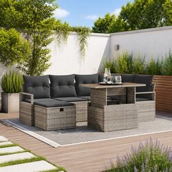 Height-Adjustable 7-Piece Grey Outdoor Sofa Set