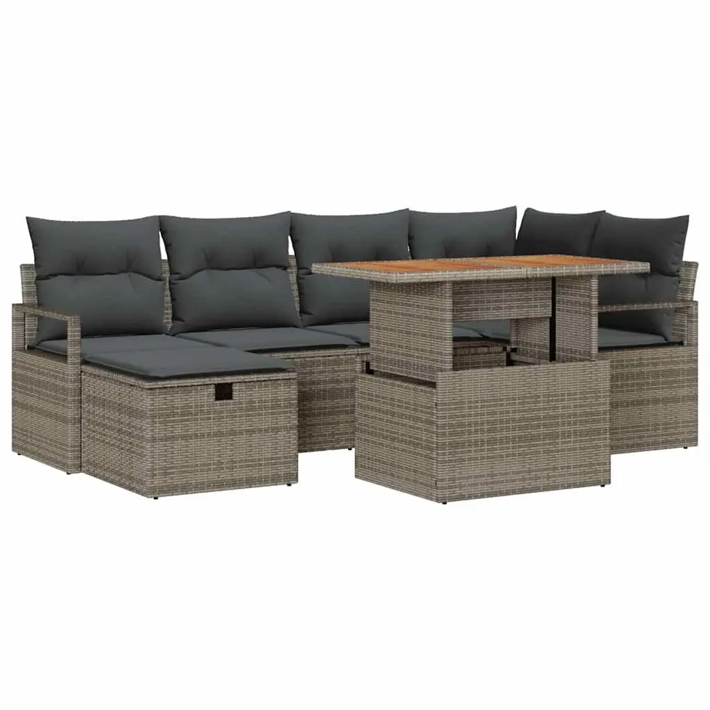Height-Adjustable 7-Piece Grey Outdoor Sofa Set