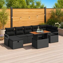Premium 8-Piece Height-Adjustable Garden Sofa Set in Black