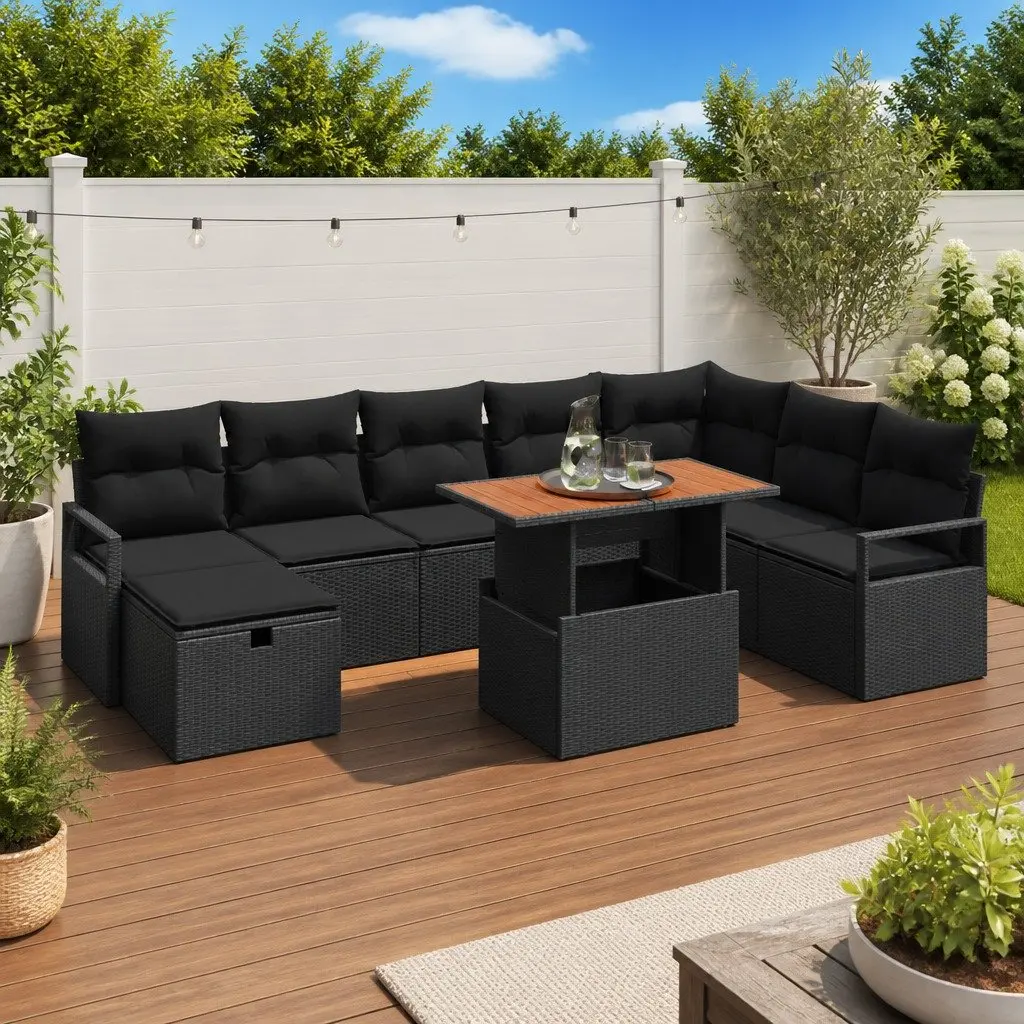 9-Piece Garden Sofa Set with Adjustable Height