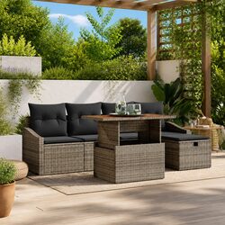 Height-Adjustable Garden Sofa Set, 6 Pieces, Grey