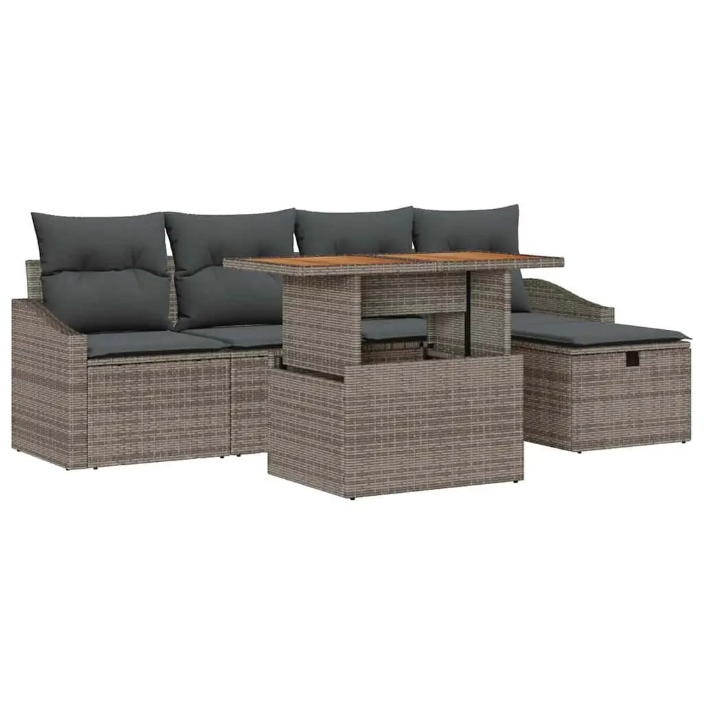 Height-Adjustable Garden Sofa Set, 6 Pieces, Grey