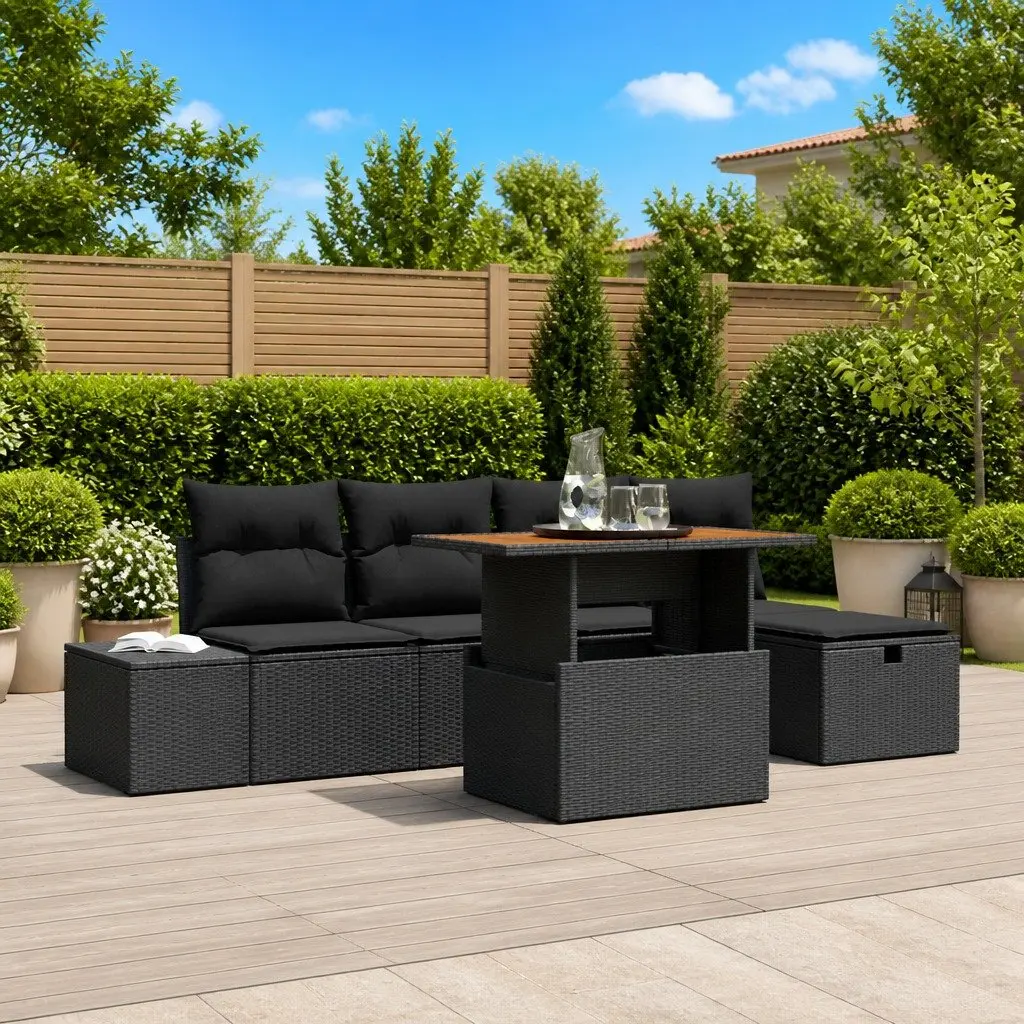 Height-Adjustable Garden Sofa Set 6 Pieces for Outdoor Relaxation