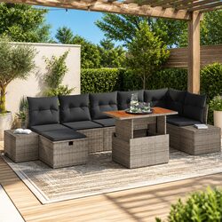 8 Piece Modular Garden Sofa Set with Height Adjustable Legs
