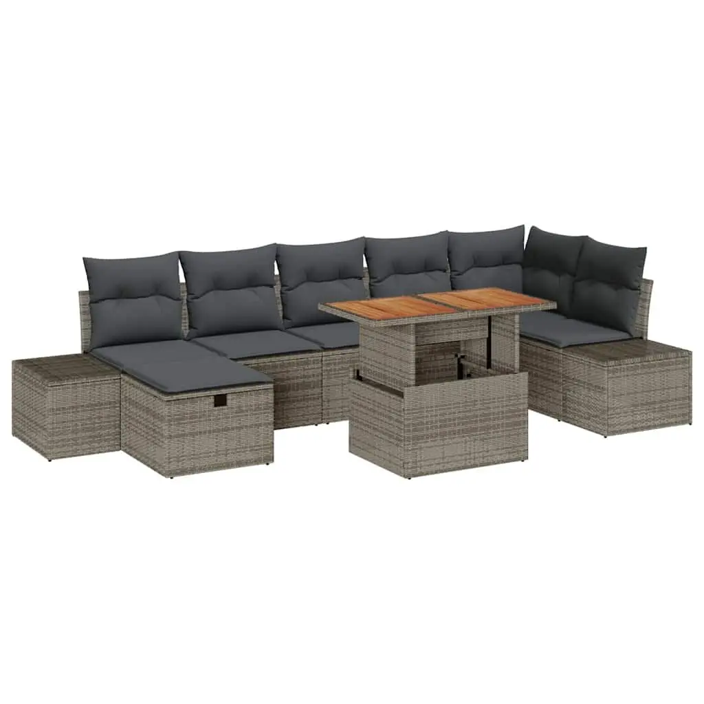 8 Piece Modular Garden Sofa Set with Height Adjustable Legs