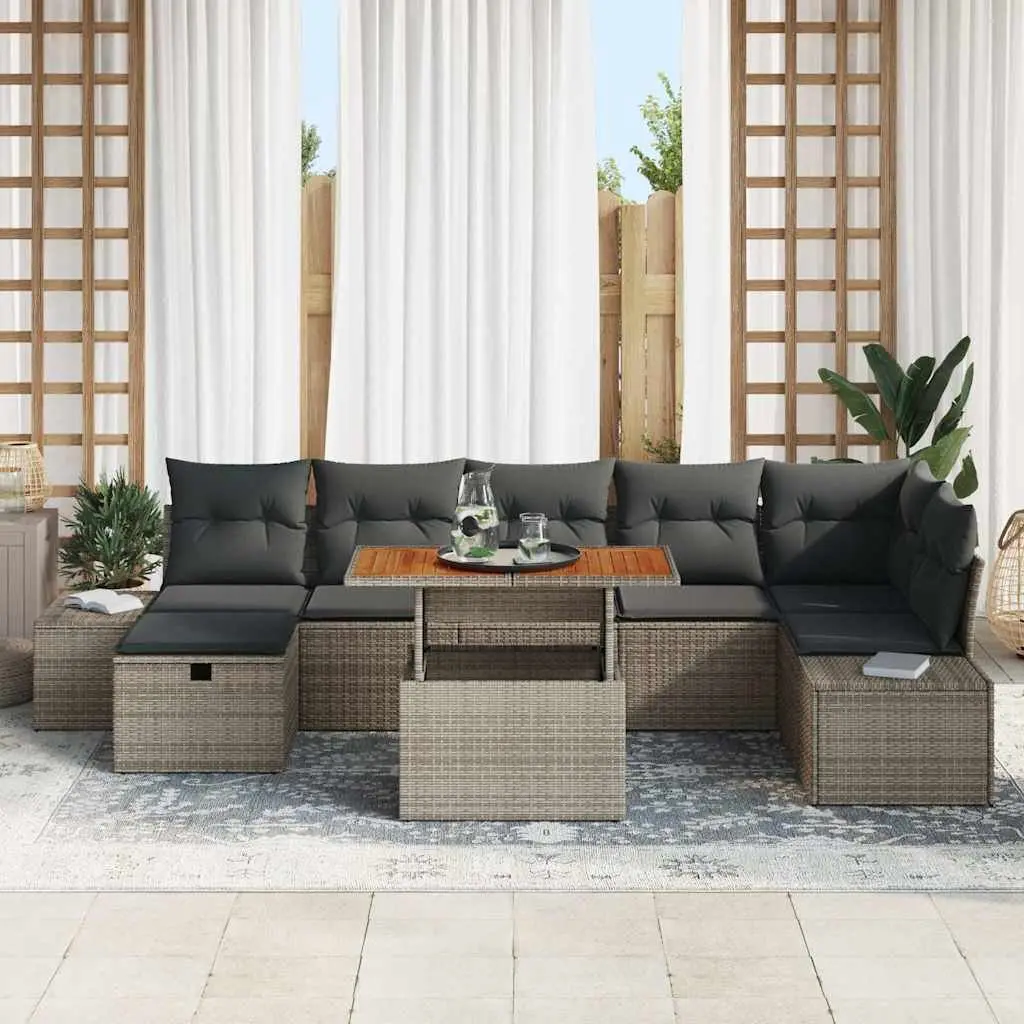 8 Piece Modular Garden Sofa Set with Height Adjustable Legs