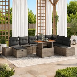 Stylish 9pc Modular Poly Rattan Outdoor Sofa Set