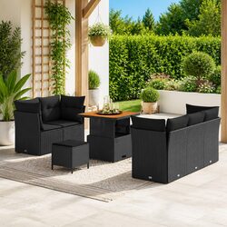 Modular 8-Piece Outdoor Garden Sofa Set in Black
