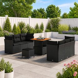 Sturdy Black Modular Garden Sofa Set with Adjustable Height