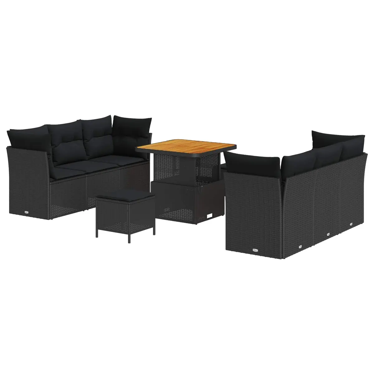 Black Modular Garden Sofa Set with Adjustable Height